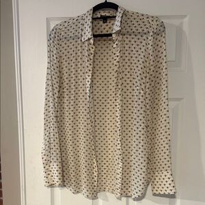 Ann Taylor Cream and Black Bee Patterned Shirt